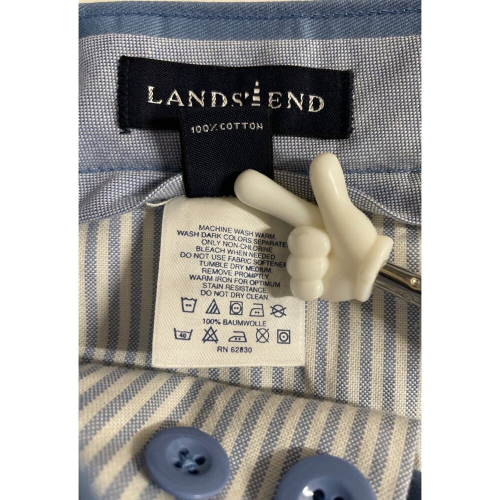 Lands End Mens Pleated Front Chino Shorts Size 42 Blue 100% Cotton Pockets - Picture 7 of 8